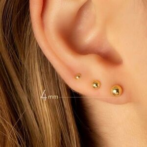 Stud Bead Ball 4mm Earrings 14k Gold Plated Luxury Jewelry